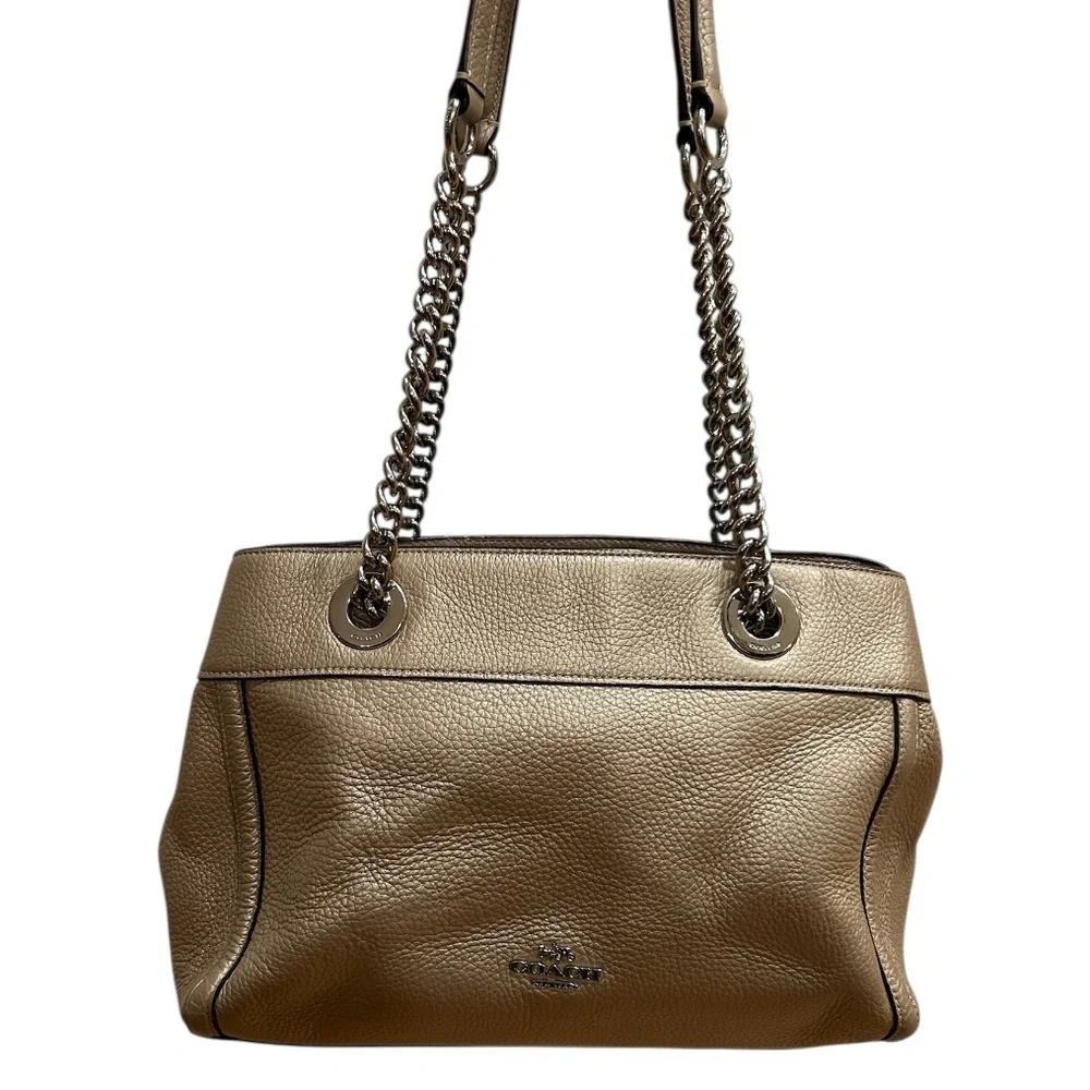 Coach Gold Metallic Brooke Chain Shoulder Bag Style F39019